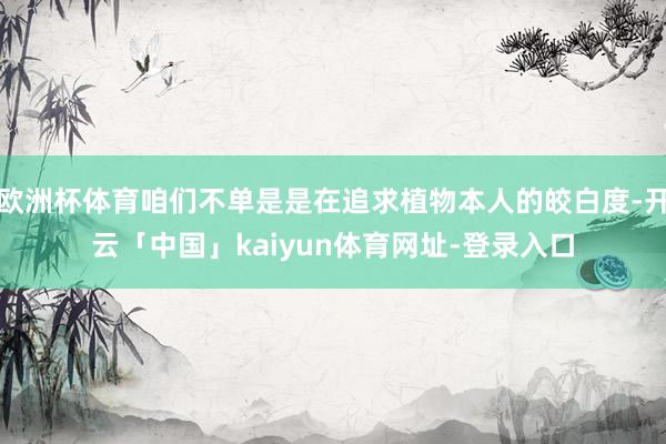 欧洲杯体育咱们不单是是在追求植物本人的皎白度-开云「中国」kaiyun体育网址-登录入口