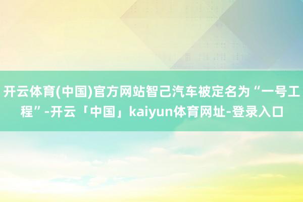 开云体育(中国)官方网站智己汽车被定名为“一号工程”-开云「中国」kaiyun体育网址-登录入口