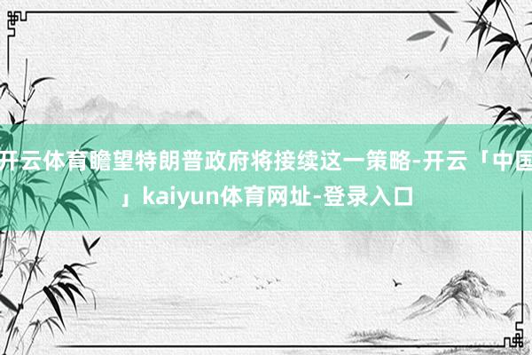 开云体育瞻望特朗普政府将接续这一策略-开云「中国」kaiyun体育网址-登录入口